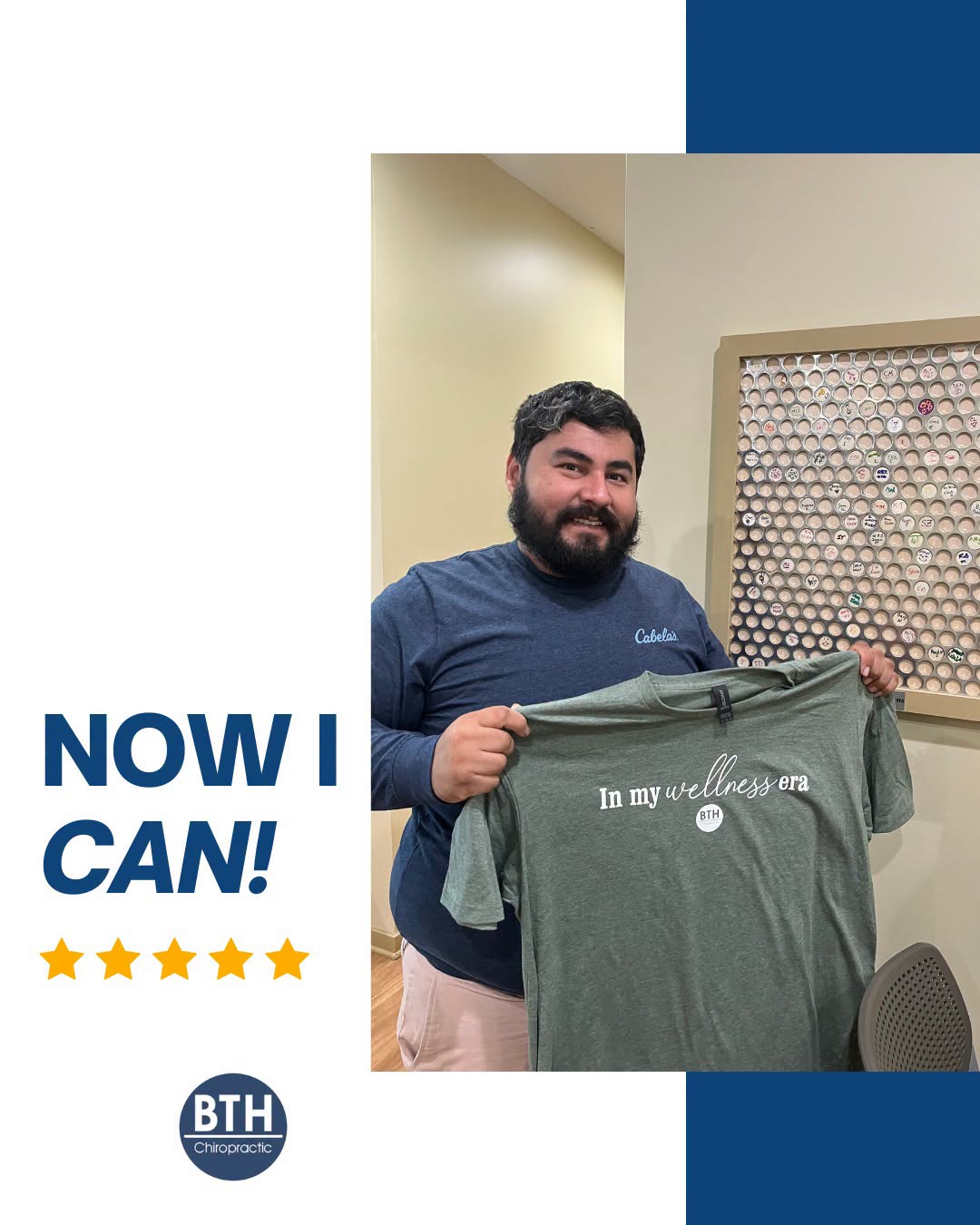 Back To Health patient holding an 'In my wellness era' shirt